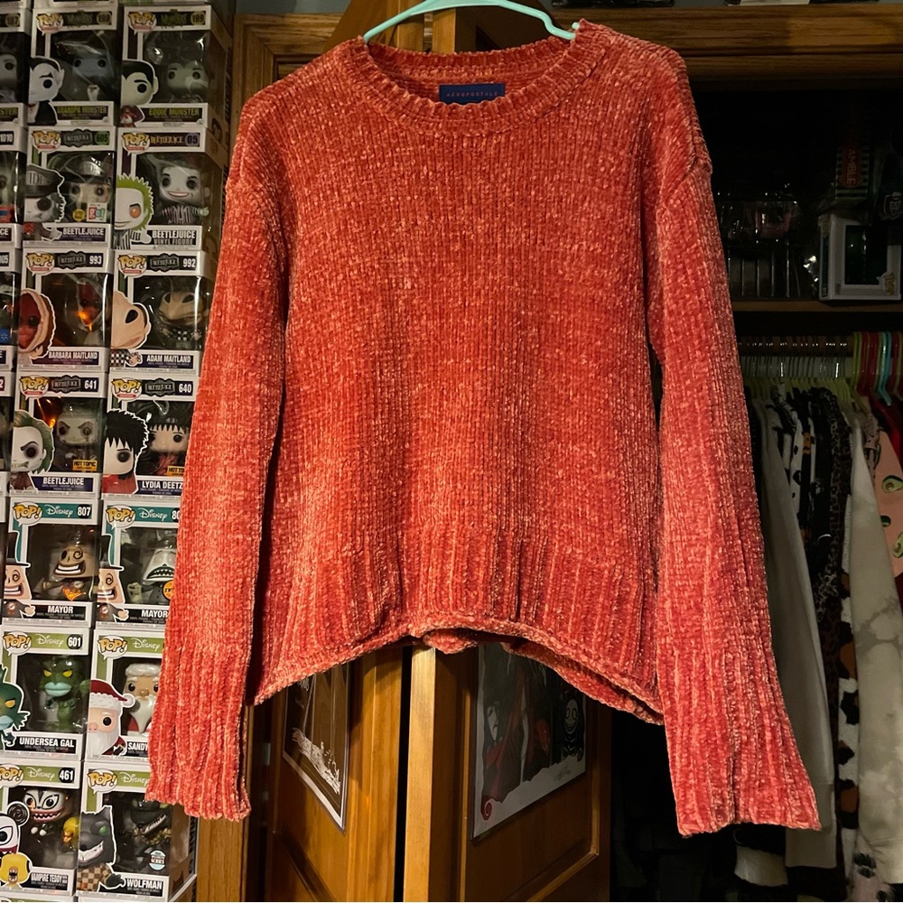 OVERSIZED COZY BURNT ORANGE CHENILLE KNITTED SWEATER!